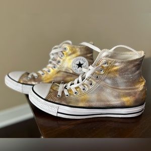Gold Metallic High Top Converse All Star Sneakers